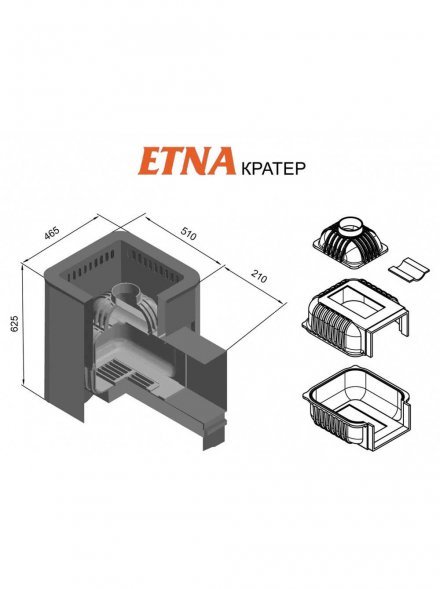 Дровяная печь для бани Etna «Кратер» 18 (Панорама)