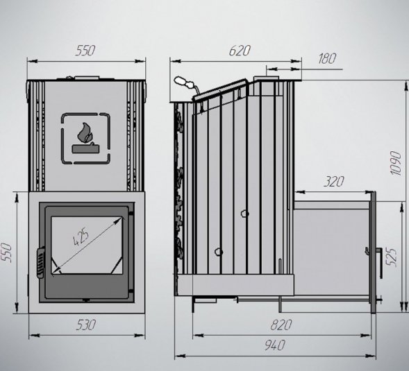 Печь для бани Варвара Терма Каменка удлиненная