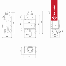 Топка Kratki PRO FLOKI/S/L угловое стекло слева