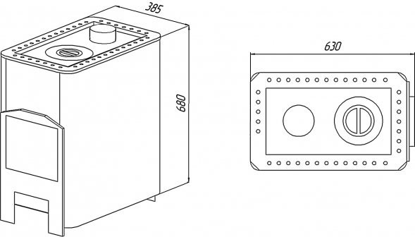 Отопительная печь Варвара Уют 1-конфорочная с верхним дымоходом