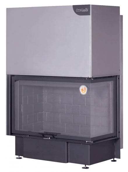 Каминная топка Экокамин ДЕЛЬТА 1000 RB два стекла правая черный шамот