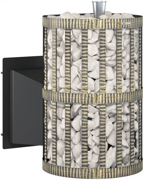 Дровяная печь для бани Везувий Скиф Ковка 28 Панорама &quot;М&quot; Парогенератор 2022