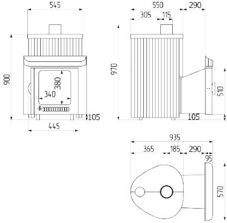 Дровяная печь Ферингер Оптима в ламелях