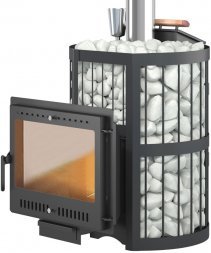 Чугунная печь для бани ЭТНА Стандарт 18 (Панорама) &quot;М&quot; Закрытая каменка