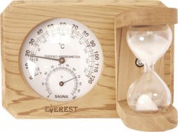 Термогигрометр мини EVEREST c часами, кедр (TG-09 white)