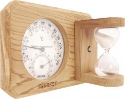 Термогигрометр мини EVEREST c часами, кедр (TG-09 white)