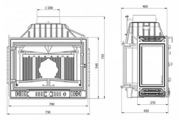 Каминная топка Kaw-Met W4 LPB (трехсторонняя)