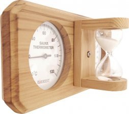 Термогигрометр EVEREST c часами, кедр (TG-06 white)