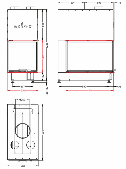 Каминная топка Астов П3С 53(84)57
