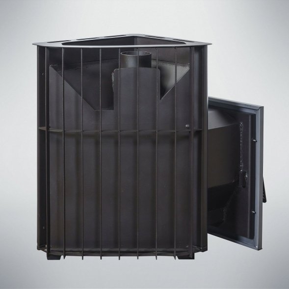 Печь для бани Варвара Бермуда угловая правая, удлиненная топка