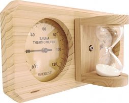 Термогигрометр EVEREST c часами, кедр (TG-07 gold)