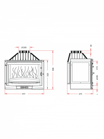 Каминная топка Invicta Selenic Right Glass 700