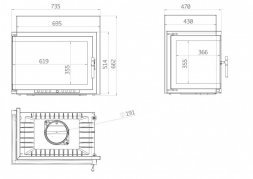 Каминная топка Echa Tech Font/700/L 14 кВт, 735/514/X, угловое стекло слева