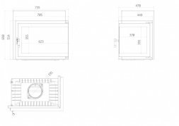 Каминная топка Echa Tech Font/700/R 14 кВт, 735/514/X, угловое стекло справа