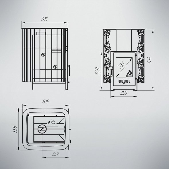 Дровяная печь Варвара Каменка Укороченная топка