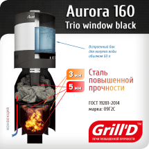 Печь для бани Grill'D Aurora 160A Trio Window black