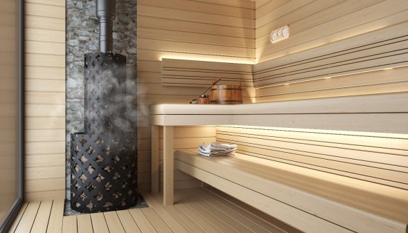 Чугунная печь для бани ЭТНА 24 (Панорама) &quot;М&quot; Закрытая каменка