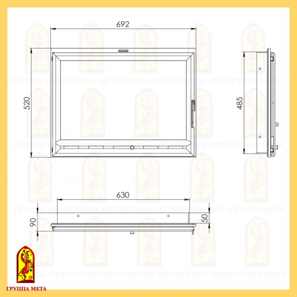 Дверь каминная Мета Оптима 700