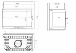 Каминная топка Echa Tech Font/800/L 18 кВт, угловое стекло слева