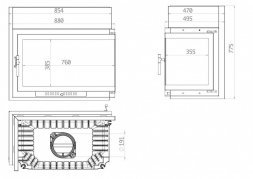 Каминная топка Echa Tech Font/800/R 18 кВт, угловое стекло справа