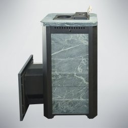 Печь Варвара Сказка с удлиненной топкой в талькохлорите 