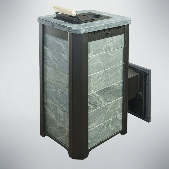 Печь Варвара Сказка с удлиненной топкой в талькохлорите 