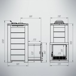 Печь Варвара Сказка с удлиненной топкой в талькохлорите 