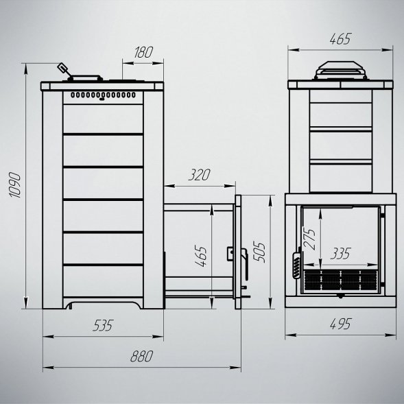 Печь Варвара Сказка Мини с удлиненной топкой в талькохлорите