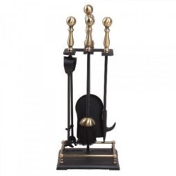 Каминный набор D15160АК (черный с античной латунью)