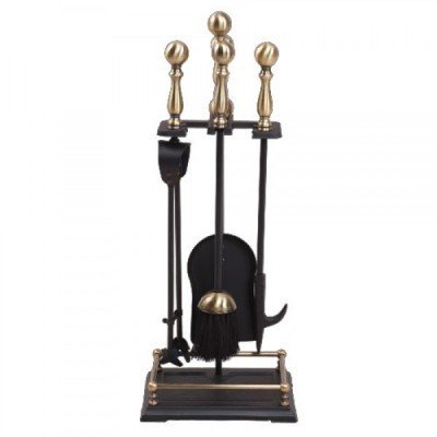 Каминный набор D15160АК (черный с античной латунью)