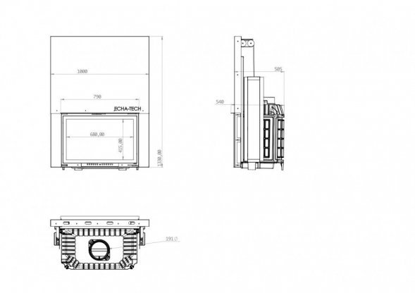 Каминная топка Echa Tech Font/800/G 14 кВт, гильотина