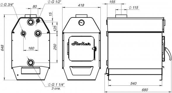 Отопительный котел Ермак Stoker АОТВ 12