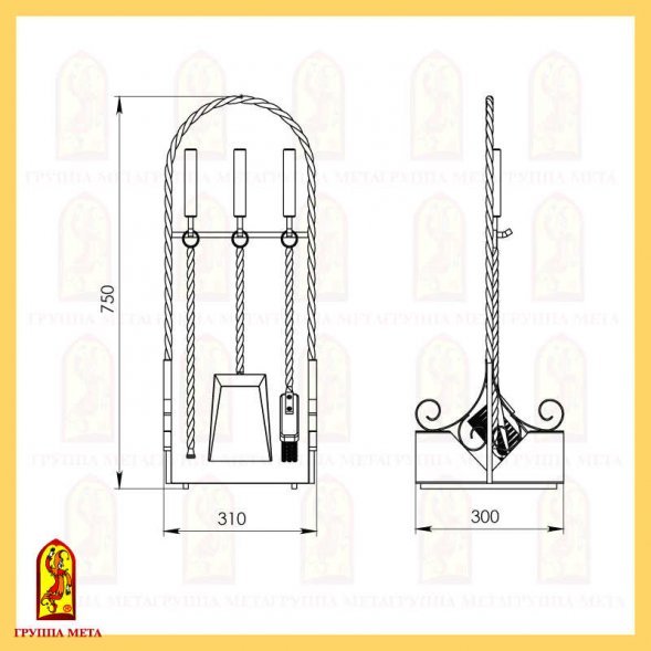 Набор для ухода за камином Мета НКА-11