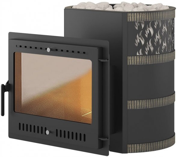 Дровяная печь для бани Везувий Лава 16 Панорама &quot;М&quot; 2022