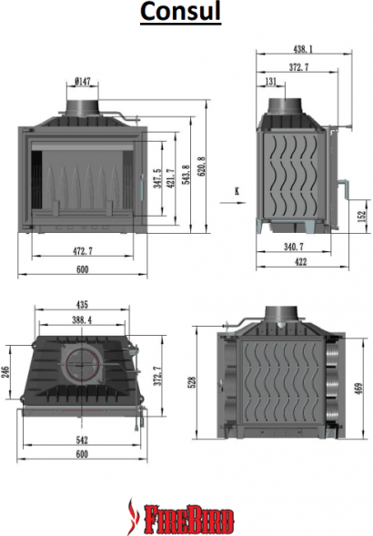 Каминная топка FireBird Consul 12 кВт