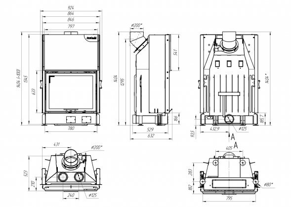  Каминная топка Экокамин Вега 800 B