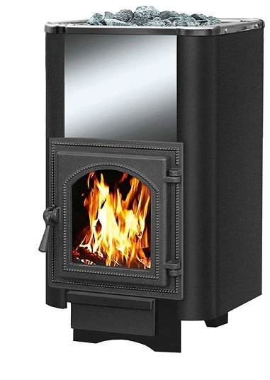 Дровяная печь для бани Везувий Сенсация 22 Антрацит (270) без выносного тоннеля