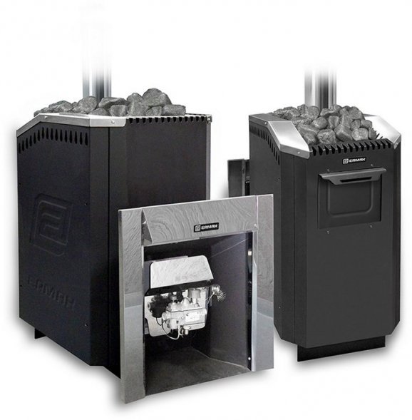 Газо-дровяная банная печь Уралочка 30 с автоматикой