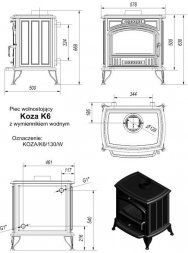 Печь-камин Kratki Koza K6W (c вод.контуром)