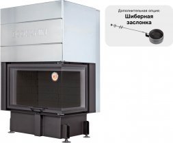 Каминная топка Экокамин ДЕЛЬТА 800 RB два стекла правая принтинг черный шамот