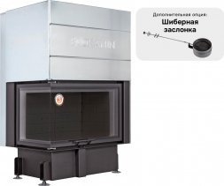 Каминная топка Экокамин ДЕЛЬТА 800 LB два стекла левая принтинг черный шамот