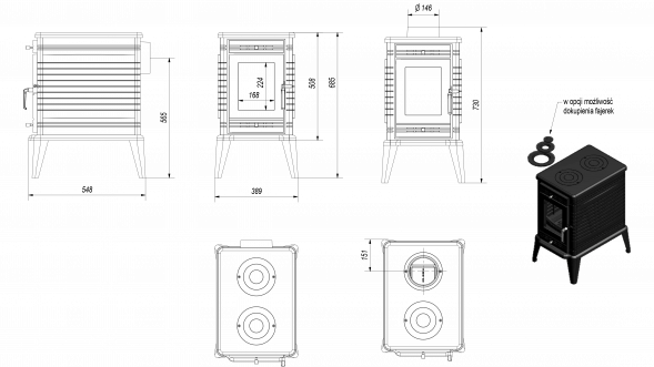 Печь-камин Kratki Koza K10