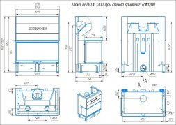 Каминная топка Экокамин ДЕЛЬТА 1200 B три стекла принтинг черный шамот