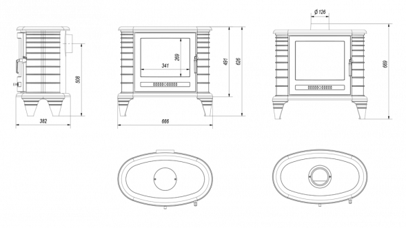 Печь-камин Kratki Koza K8