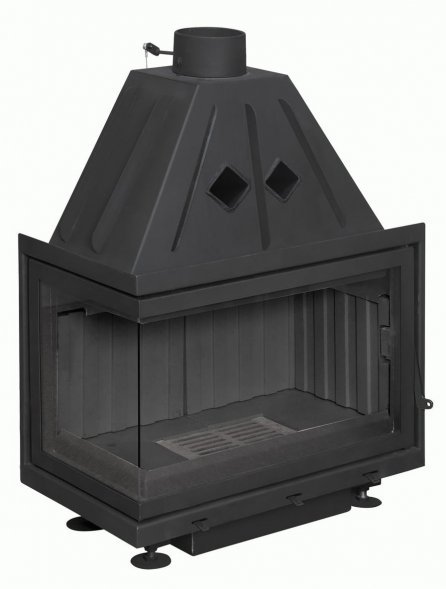 Каминная топка Экокамин Альфа 700 LB два стекла левая черный шамот