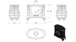 Печь-камин Kratki Koza K8 T