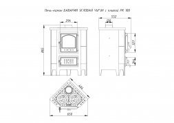 Печь-камин ЭкоКамин Бавария &quot;угловая&quot; чугун с плитой