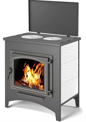 Печь-камин Везувий ПК-04 (240) с плитой, бежевый