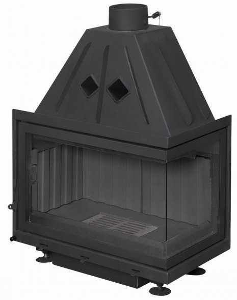 Каминная топка Экокамин Альфа 700 RB два стекла правая черный шамот