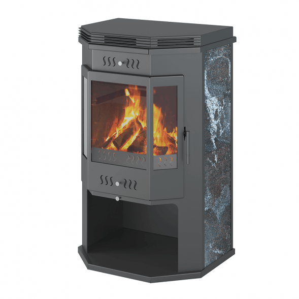  Печь-Камин Aston 12 кВт (200 м3) Призматик с плитой (Амфиболит)